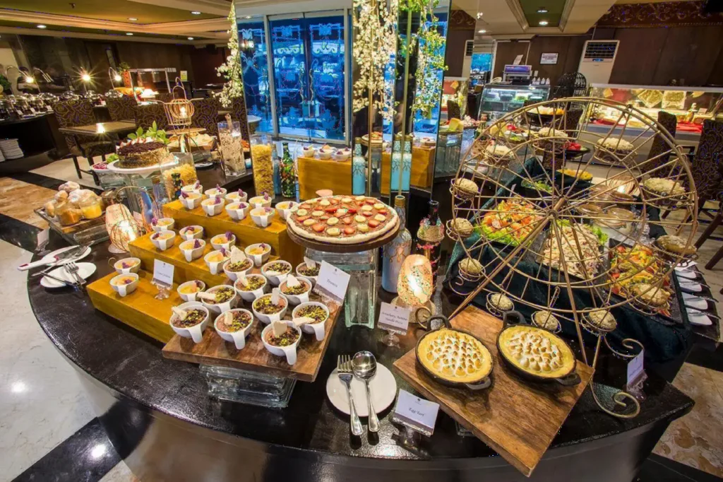 Breakfast buffet at Hotel Rembrandt