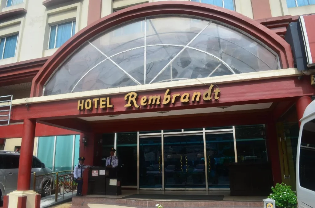 Hotel Rembrandt main entrance on Tomas Morato Avenue
