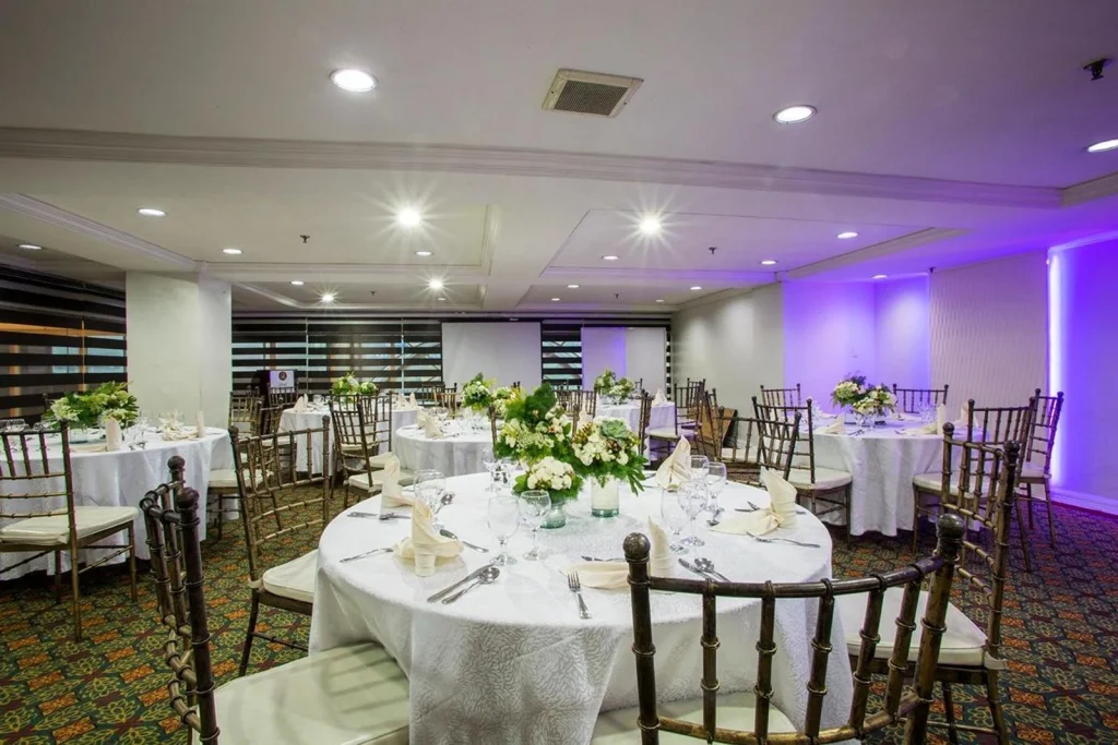 Function room banquet set-up at Hotel Rembrandt